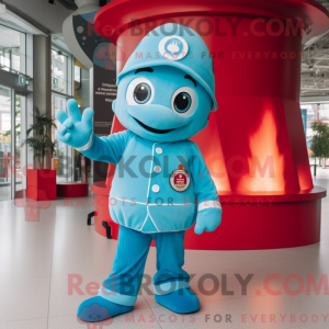 Cyan Fire Fighter maskot...