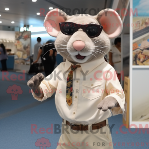 Beige rottemaskotdraktfigur...