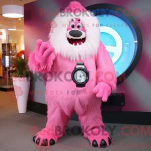 Pink Yeti maskot kostume...