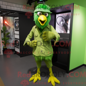 Lime Green Crow mascot...