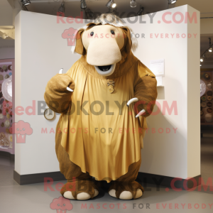 Gold Mammoth maskot kostume...