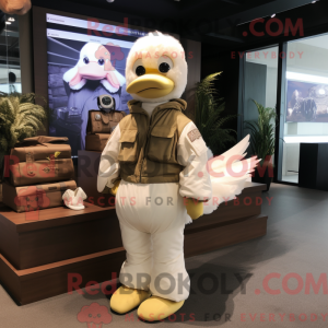 Cream Swans mascot costume...