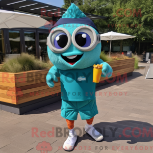 Teal Fish And Chips mascot...
