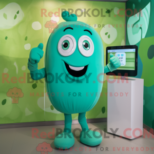 Turquoise Green Bean mascot...