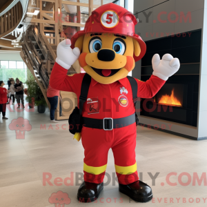 Red Fire Fighter mascot...