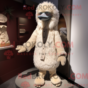 Cream Emu maskot kostume...