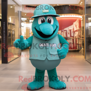 Teal Grenade mascot costume...