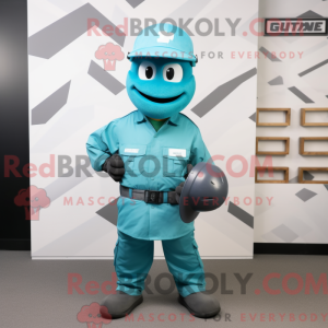 Teal Grenade mascot costume...
