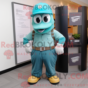 Teal Grenade mascot costume...