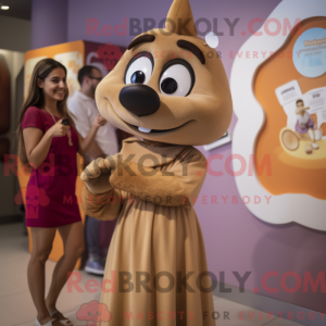 Tan Moussaka mascot costume...