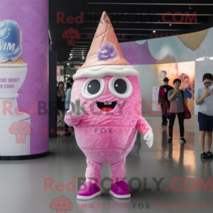 Pink Ice Cream Cone maskot...
