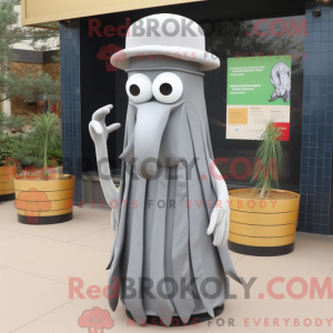 Gray Squid mascot costume...