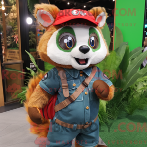 Green Red Panda mascot...