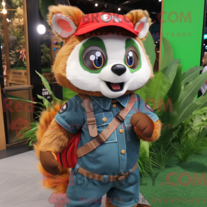 Grøn Rød Panda maskot...