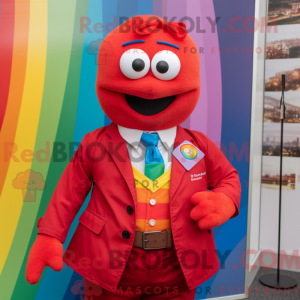 Red Rainbow maskot kostume...