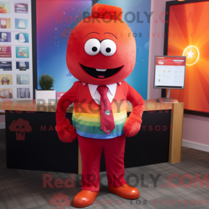 Red Rainbow mascot costume...