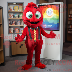 Red Rainbow mascot costume...
