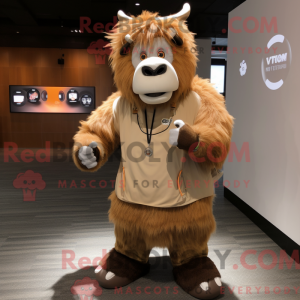 Tan Yak maskot kostume...