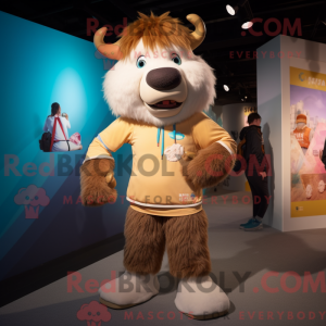 Tan Yak maskot kostume...
