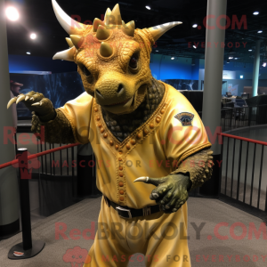Gold Triceratops mascot...