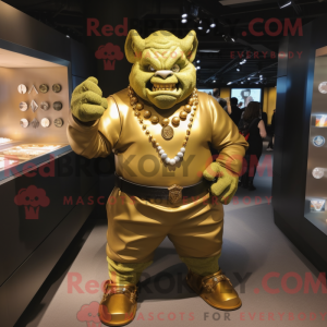 Gold Ogre mascot costume...