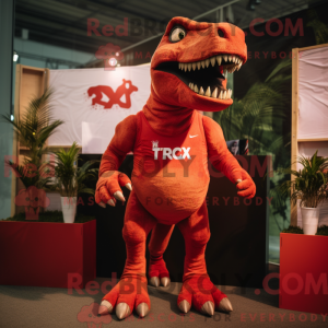 Rød T Rex maskot kostume...