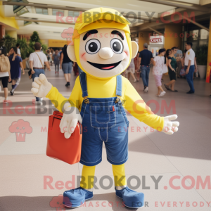 Gul Mime maskot kostume...