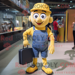 Gul Mime maskot kostume...