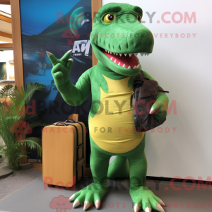 Grøn T Rex maskot kostume...
