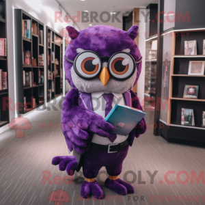 Lilla ugle maskot kostume...