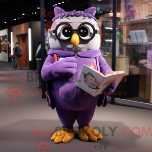 Lilla ugle maskot kostume...