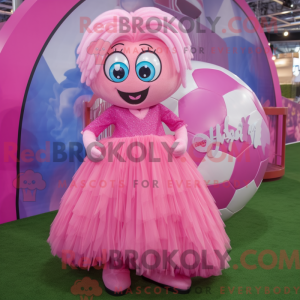 Pink Soccer Goal mascot...