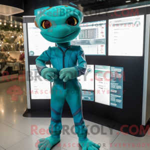 Postava maskota Teal Geckos...