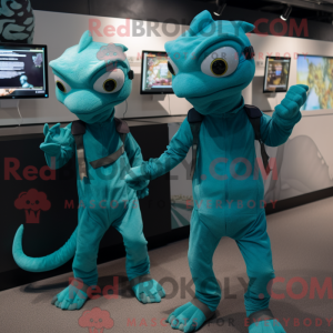Postava maskota Teal Geckos...