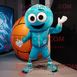 Cyan Basketball Ball maskot...