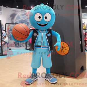 Cyan Basketball Ball maskot...