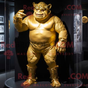 Gold Ogre mascot costume...