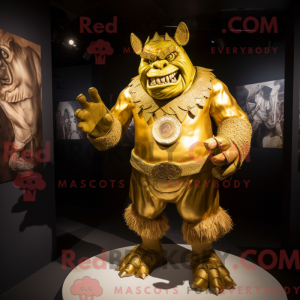 Gold Ogre-maskotdraktfigur...