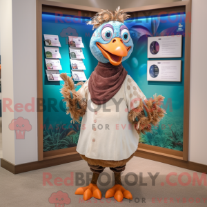 Tan Peacock maskot kostume...