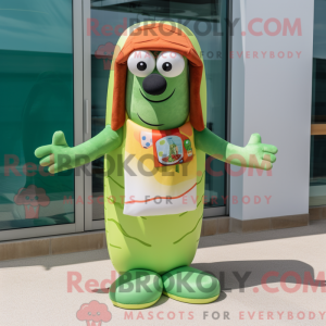 Grøn Hot Dog maskot kostume...