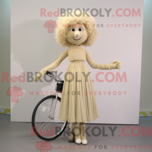 Beige Unicyclist maskot...