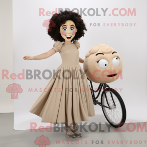 Beige Unicyclist mascot...