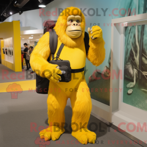 Gul Gorilla maskot kostume...