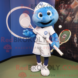 Blue Tennis Racket mascot...