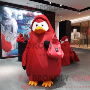 Rød Penguin maskot drakt...