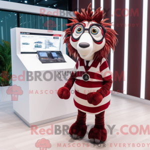 Maroon Zebra mascot costume...