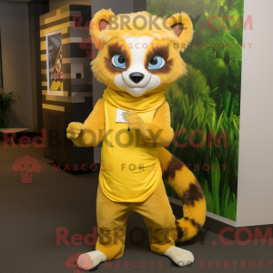 Yellow Lemur mascot costume...