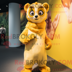 Gul Lemur maskot drakt...
