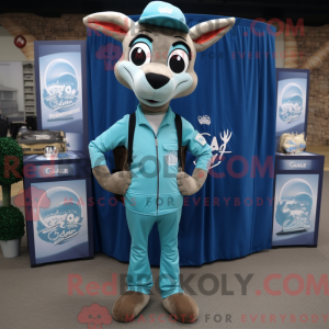 Cyan Gazelle mascot costume...