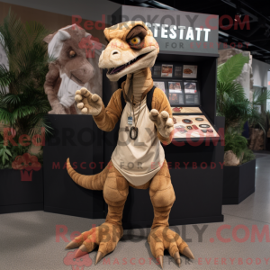 Tan Utahraptor mascot...